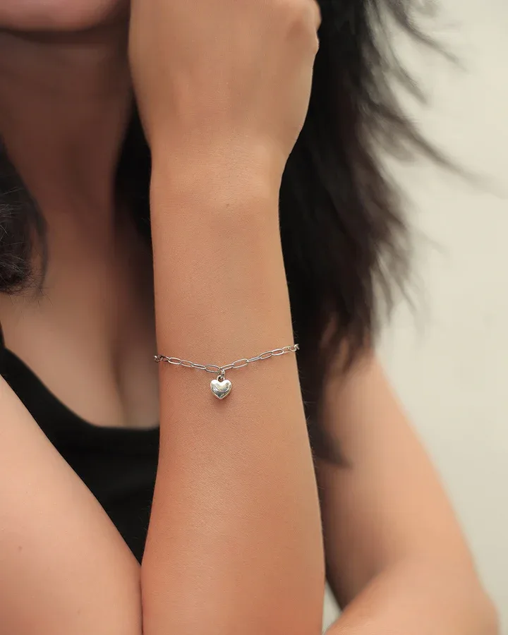 Silver Heart Charm Bracelet