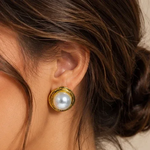 White Stone Earrings