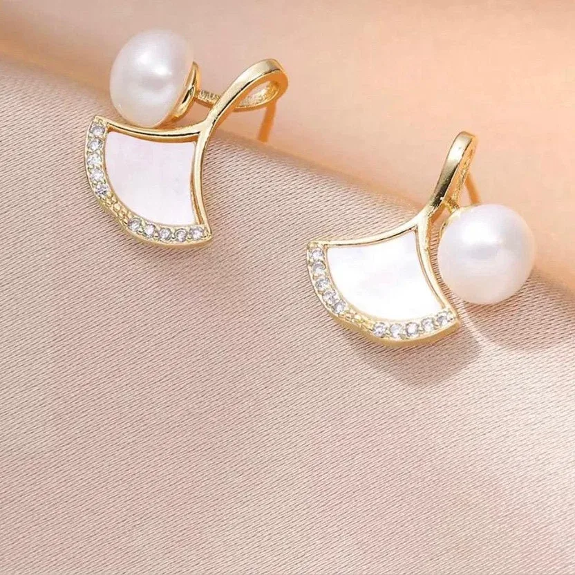 White Triangle Earrings